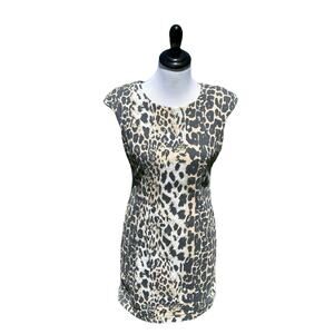 VTG Mika & Gala Dress Women Sz 12 Bodycon y2K Leopard 90s Retro Knee Length